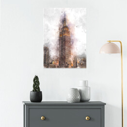 Plakat Nowy Jork Empire State Building - akwarela