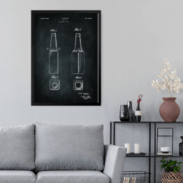 Obraz w ramie Patent butelka na piwo. Czarno biały plakat 