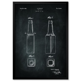 Plakat w ramie Patent butelka na piwo. Czarno biały plakat 