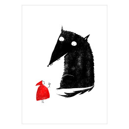 Plakat Czerwony kapturek oraz wilk - ilustracja