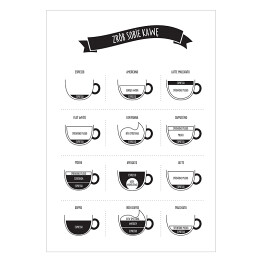 Plakat samoprzylepny "Zrób sobie kawę" - biało czarna ilustracja