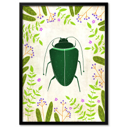 Plakat w ramie Zielony żuczek - robaczki