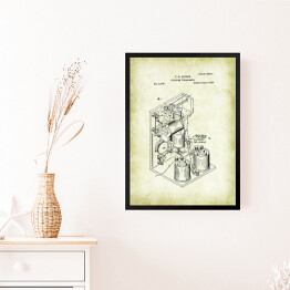 Obraz w ramie T. A. Edison - telegraf - patenty na rycinach vintage