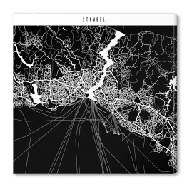 Obraz na płótnie Mapa miast świata - Stambuł - czarna