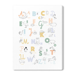 Obraz na płótnie Pastelowy alfabet ze zwierzątkami