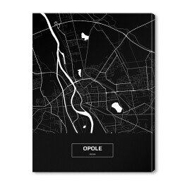 Obraz na płótnie Mapa Opola czarno-biała z podpisem na czarnym tle