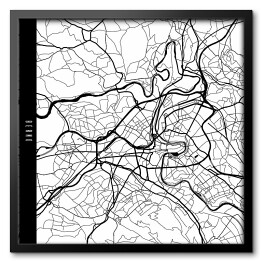 Obraz w ramie Mapy miast świata - Berno - biała