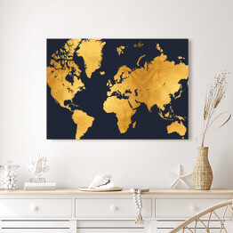 Obraz na płótnie Złota mapa świata
