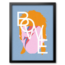 Obraz w ramie Ilustracja - twarz na błękitnym tle - Bowie