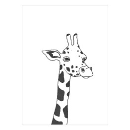Plakat samoprzylepny Czarno biały rysunek żyrafy