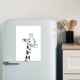 Magnes dekoracyjny Czarno biały rysunek żyrafy
