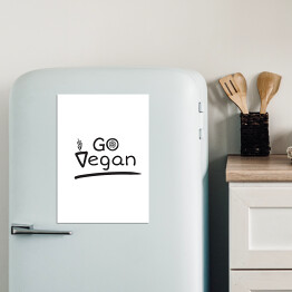 Magnes dekoracyjny Typografia czarno-biała - "Go Vegan"