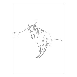 Plakat Ilustracja z koniem - białe konie