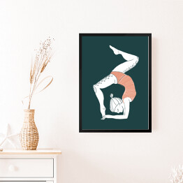 Obraz w ramie Kobieta ćwicząca jogę - ilustracja na ciemnym tle