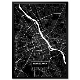 Plakat w ramie Mapa Warszawy czarno-biała