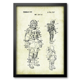 Obraz w ramie Astronauta - patenty na rycinach vintage