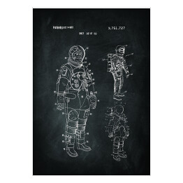 Plakat Astronauta - patenty na rycinach - czarno białe