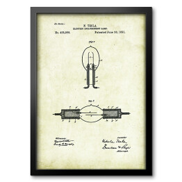 Obraz w ramie N. Tesla - patenty na rycinach vintage - 3
