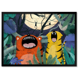 Plakat w ramie Dżungla - ryczące tygrysy