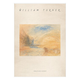 Plakat William Turner "Górski pejzaż z jeziorem" - reprodukcja z napisem. Plakat z passe partout