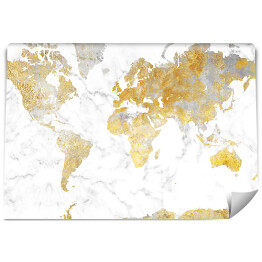 Fototapeta samoprzylepna Mapa świata w odcieniach złota na jasnym marmurze