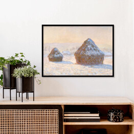 Plakat w ramie Claude Monet "Wheatstacks, efekty opadów śniegu o poranku" - reprodukcja