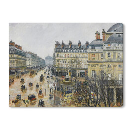 Obraz na płótnie Camille Pissarro "Plac przy Teatrze Francuskim w Paryżu w deszczu" - reprodukcja