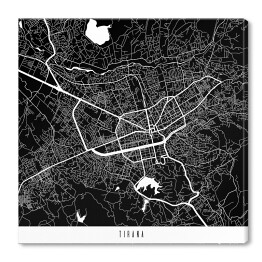 Obraz na płótnie Mapa miast świata - Tirana - czarna