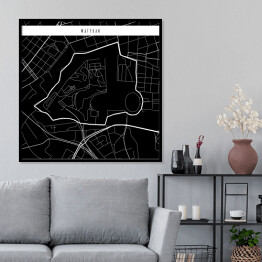 Plakat w ramie Mapa miast świata - Watykan - czarna