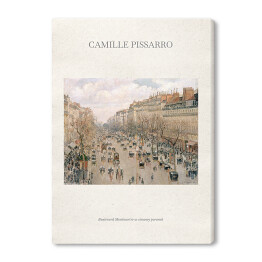 Obraz na płótnie Camille Pissarro "Boulevard Montmartre w zimowy poranek" - reprodukcja z napisem. Plakat z passe partout