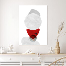 Plakat samoprzylepny Czerwono szara abstrakcja na białym tle