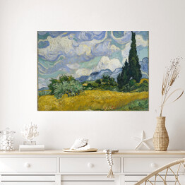 Plakat Vincent van Gogh "Pole pszenicy z cyprysami" - reprodukcja