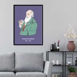 Plakat w ramie Charles Darwin - znani naukowcy - ilustracja