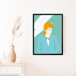 Obraz w ramie Ilustracja - mężczyzna na błękitnym tle - Bowie