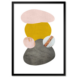 Plakat w ramie Złoto szara abstrakcja z różowymi elementami