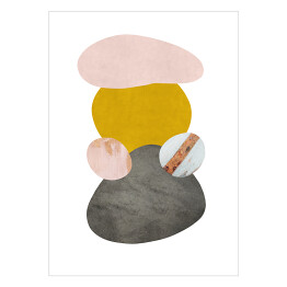 Plakat Złoto szara abstrakcja z różowymi elementami