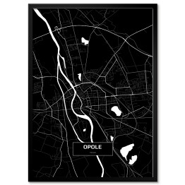 Plakat w ramie Mapa Opola czarno-biała