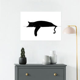 Plakat Śpiący czarny kotek