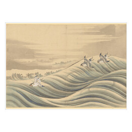 Plakat Hokusai Katsushika. Ptaki Chidori. Reprodukcja