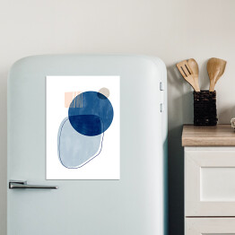 Magnes dekoracyjny Niebiesko beżowa abstrakcja z niebieskim kołem