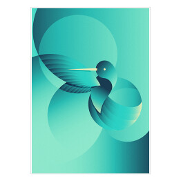 Plakat Ptaszek w geometrycznych kształtach 