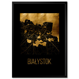 Plakat w ramie Czarno złota mapa - Białystok