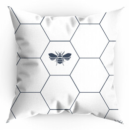 Poduszka Niebieskie plastry miodu i pszczoły na białym tle