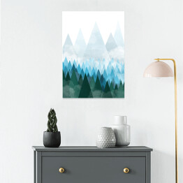 Plakat samoprzylepny Las w górach - ilustracja