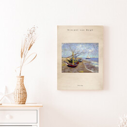 Obraz na płótnie Vincent van Gogh "Łodzie na plaży" - reprodukcja z napisem. Plakat z passe partout