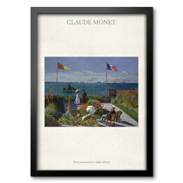 Obraz w ramie Claude Monet "Taras nad morzem w Saint Adresse" - reprodukcja z napisem. Plakat z passe partout