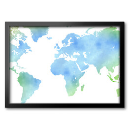 Obraz w ramie Akwarelowa mapa świata na jasnym tle