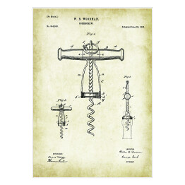 Plakat Plakat patentowy retro korkociąg 