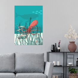 Plakat Pod wodą - ośmiornica