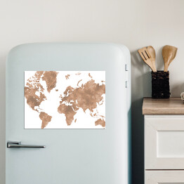 Magnes dekoracyjny Akwarelowa mapa świata - beżowy, brązowy